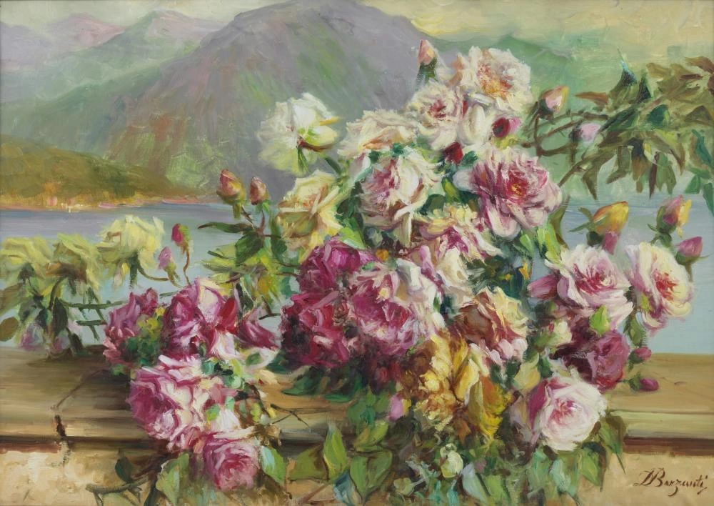 Paesaggio lagunare con fiori